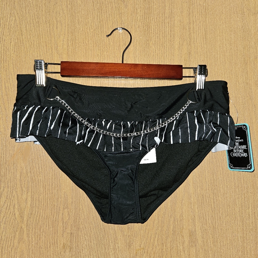 NWT Goth Swim Suit Bottoms with Chain Pinstripe Nightmare Before Christmas